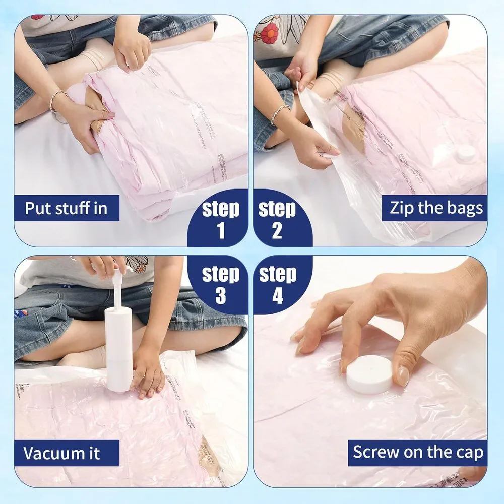 10 Pack Small Vacuum Storage Bags w Hand Pump Space Saver for Clothes Bedding